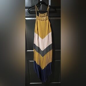 Ya Los Angeles Silk Blend Color Block Maxi Dress